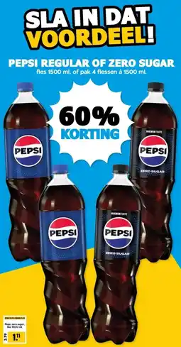 Boon`s Markt PEPSI REGULAR OF ZERO SUGAR aanbieding