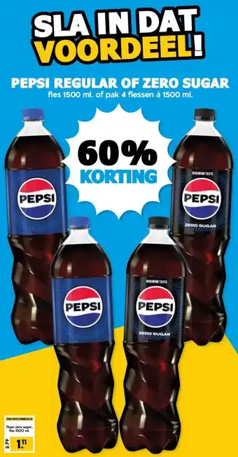 Boon`s Markt PEPSI REGULAR OF ZERO SUGAR aanbieding