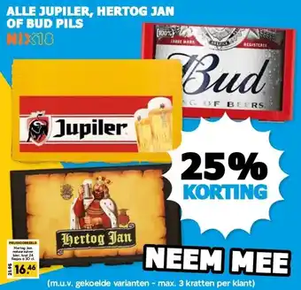 Boon`s Markt ALLE JUPILER, HERTOG JAN OF BUD PILS aanbieding