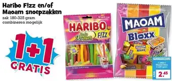 Boon`s Markt Haribo F!zz en/of Maoam snoepzakken aanbieding