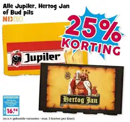Boon`s Markt Alle Jupiler, Hertog Jan of Bud pils aanbieding
