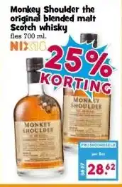 Boon`s Markt Monkey Shoulder the original blended malt Scotch whisky aanbieding