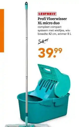 Blokker LEIFHEIT Profi Vloerwisser XL micro duo aanbieding