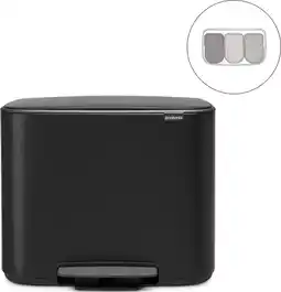 Bol.com Brabantia Bo Prullenbak - 3 x 11 l - Matt Black aanbieding