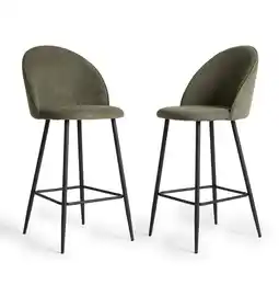 Action Barkruk Chenille - 2 stuks - olijfgroen aanbieding