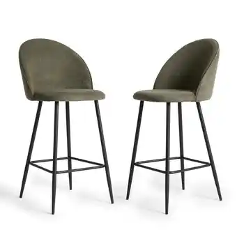 Action Barkruk Chenille - 2 stuks - olijfgroen aanbieding