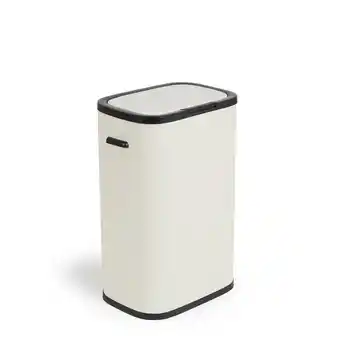 Action Prullenbak met drukdeksel - 60 liter - crème-wit aanbieding