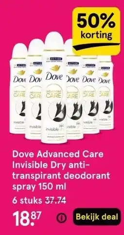 Etos Dove Advanced Care Invisible Dry anti- transpirant deodorant spray 150 ml aanbieding