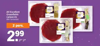 Albert Heijn AH Excellent Greenfields carpaccio aanbieding