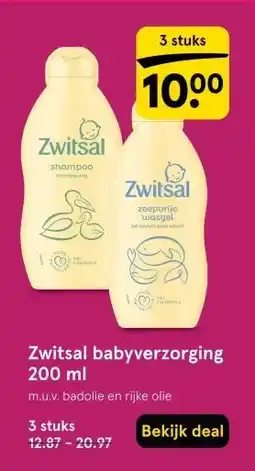 Etos Zwitsal babyverzorging 200 ml aanbieding