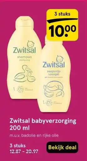 Etos Zwitsal babyverzorging 200 ml aanbieding