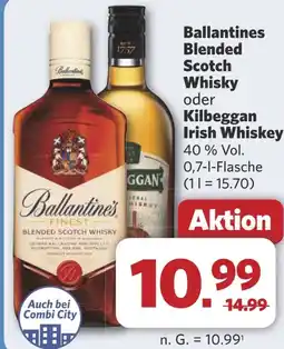 Combi Ballantines Blended Scotch Whisky oder Kilbeggan Irish Whiskey aanbieding