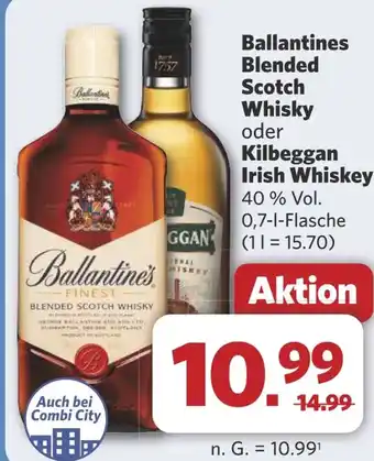 Combi Ballantines Blended Scotch Whisky oder Kilbeggan Irish Whiskey aanbieding