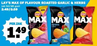 Boon`s Markt LAY'S MAX OF FLAVOUR ROASTED GARLIC & HERBS aanbieding