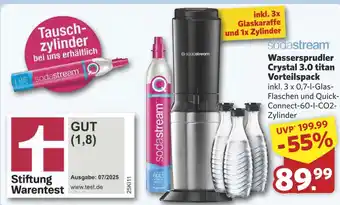 Combi sodastream Wassersprudler Crystal 3.0 titan Vorteilspack aanbieding