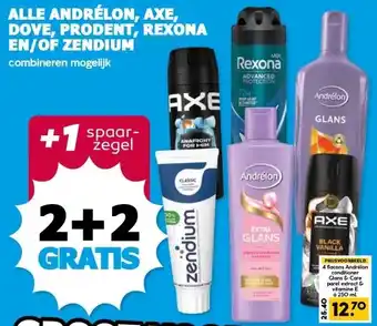 Boon`s Markt ALLE ANDRÉLON, AXE, DOVE, PRODENT, REXONA EN/OF ZENDIUM aanbieding