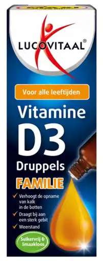 De Online Drogist Lucovitaal Vitamine D3 Familie Druppels aanbieding