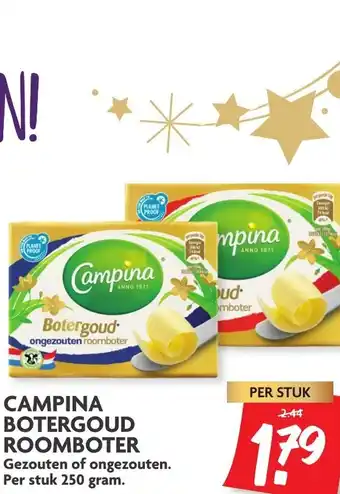 Dekamarkt Campina botergoud roomboter 250 gram aanbieding