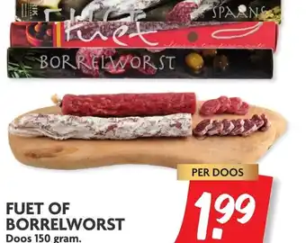 Dekamarkt Fuet of borrelworst 150 gram aanbieding