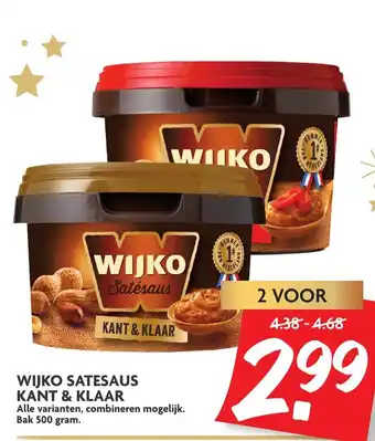 Dekamarkt Wijko satesaus kant & klaar 500 gram aanbieding