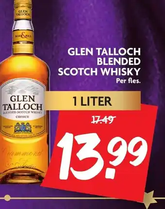 Dekamarkt Glen talloch blended scotch whisky 1 liter aanbieding