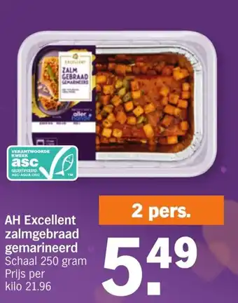 Albert Heijn AH Excellent zalmgebraad gemarineerd 250 gram aanbieding