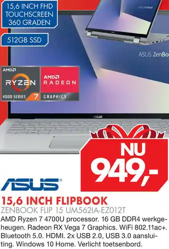 Vobis Asus Flipbook 15.6" | ZENBOOK FLIP 15 UM562IA-EZ012T aanbieding