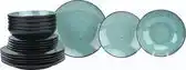 Bol.com Serviesset Luzzo Oland 6 persoons 18 delig Reactive glazing - Groen aanbieding