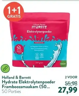 Holland & Barrett Hydrate Elektrolytenpoeder Framboossmaakam (50 porties) aanbieding