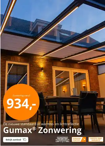 Tuinmaximaal Gumax® Zonwering aanbieding