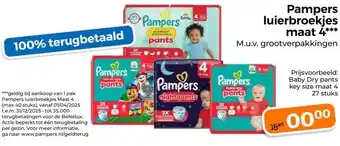 Trekpleister Pampers luierbroekjes maat 4 aanbieding