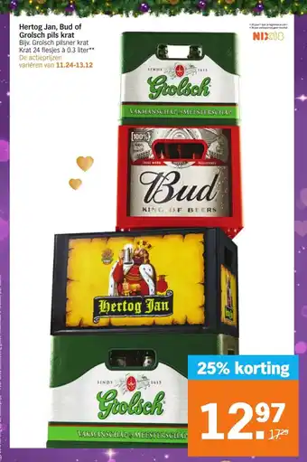 Albert Heijn Hertog Jan, Bud of Grolsch pils krat 0.3 liter aanbieding