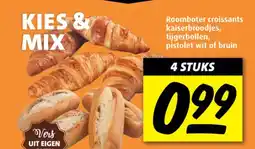 Boni Roomboter croissants kaiserbroodjes, tijgerbollen, pistolet wit of bruin aanbieding