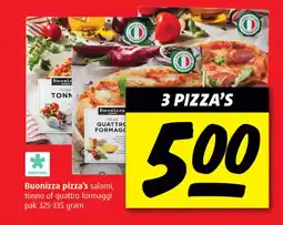 Boni Buonizza pizza's salami, tonno of quattro formaggi aanbieding