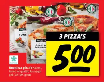 Boni Buonizza pizza's salami, tonno of quattro formaggi aanbieding