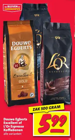 Nettorama Douwe Egberts Excellent of L'Or Espresso Koffiebonen aanbieding