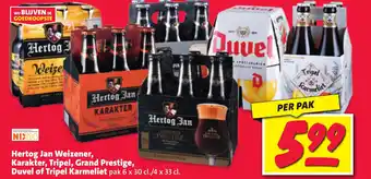 Nettorama Hertog Jan Weizener, Karakter, Tripel, Grand Prestige, Duvel of Tripel Karmeliet aanbieding