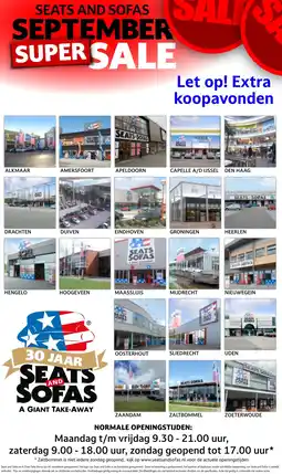 Seats and Sofas SEATS AND SOFAS SEPTEMBER SUPER SALE aanbieding