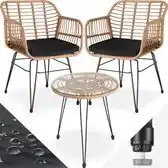 Praxis Tectake - Wicker zitgroep Molfetta 2+1 - 2 personen - weerbestendig - Natuur aanbieding