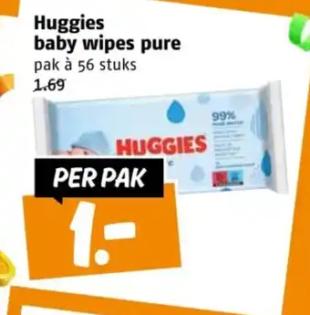 Poiesz Huggies baby wipes pure aanbieding