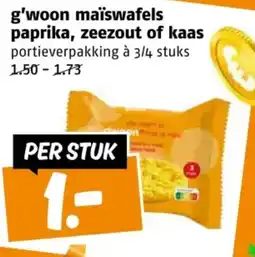 Poiesz g'woon maïswafels paprika, zeezout of kaas aanbieding