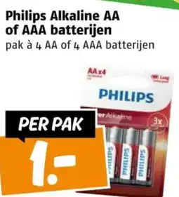 Poiesz Philips Alkaline AA of AAA batterijen aanbieding