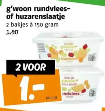 Poiesz g'woon rundvlees of huzarenslaatje aanbieding