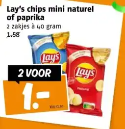 Poiesz Lay's chips mini naturel of paprika aanbieding