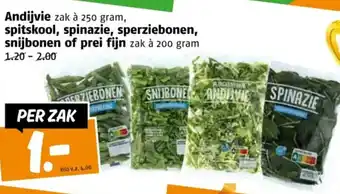 Poiesz Andijvie spitskool, spinazie, sperziebonen, snijbonen of prei fijn aanbieding