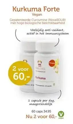 De Rode Pilaren Kurkuma Forte Vegan aanbieding
