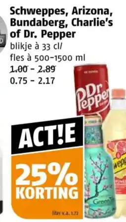 Poiesz Schweppes, Arizona, Bundaberg, Charlie's of Dr. Pepper aanbieding
