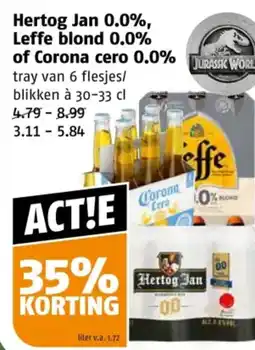 Poiesz Hertog Jan 0.0%, Leffe blond 0.0% of Corona cero 0.0% aanbieding