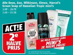 Poiesz Alle Dove, Axe, Wilkinson, Elmex, Marcel's Green Soap of Hawaiian Tropic mini's aanbieding