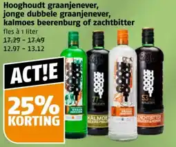 Poiesz Hooghoudt graanjenever, jonge dubbele graanjenever, kalmoes beerenburg of zachtbitter aanbieding